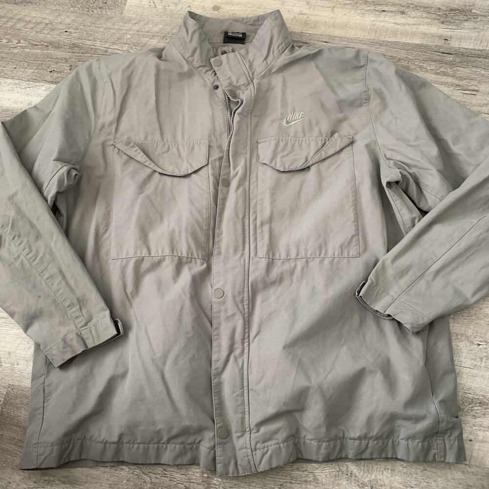 NIKE Jacket Mens 2XL Gray Snap Front Woven Utility Full-Zip CZ9922-010